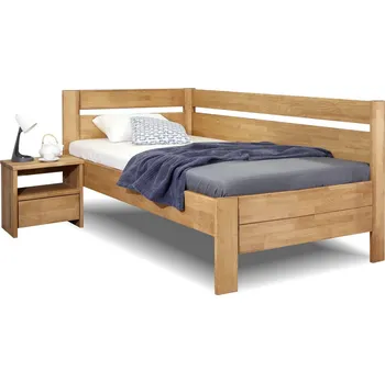 Postel Rohová zvýšená postel jednolůžko z masivu Academia, masiv buk, Pravá