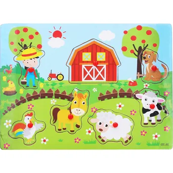 Dřevěná hračka Wiky Dřevěná vkládačka FARMA 30 x 23 cm