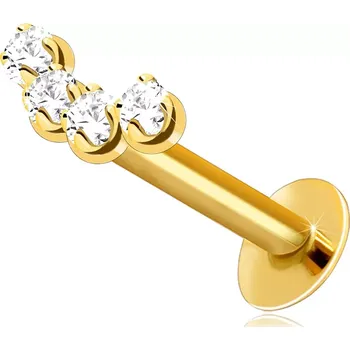 Piercing Piercing do rtu a brady ze 14K žlutého zlata - tvar obloučku ze čtyř čirých zirkonů