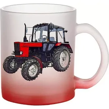 Belarus skleněný hrnek traktor (hrneček s traktorem matné sklo )