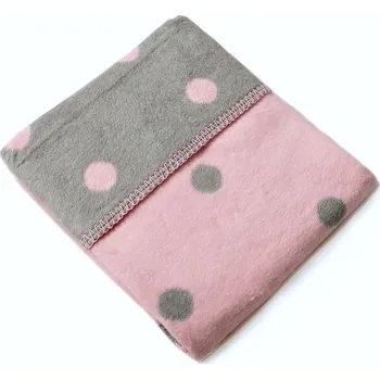 Dětská deka Růžová deka do kočárku s puntíky 75x100