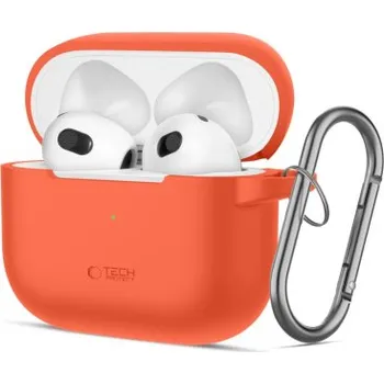 Pouzdro na mobilní telefon Tech-Protect | Tech-Protect Silicone Hook pouzdro na Apple AirPods 3, oranžové