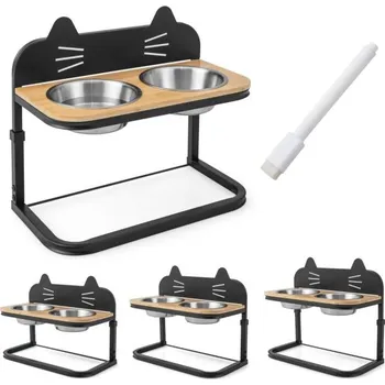 miska pro kočku Costway Miska na krmení pro kočky výškově nastavitelná do 25,5 cm, černá PV10015