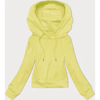 Dámská mikina Krátká tepláková mikina v citrónové barvě s kapucí (8B939-33) odstíny žluté XL (42)