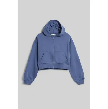 Dívčí mikina MIKINA GANT CROPPED SCRIPT LOGO ZIP HOODIE WASHED BLUE