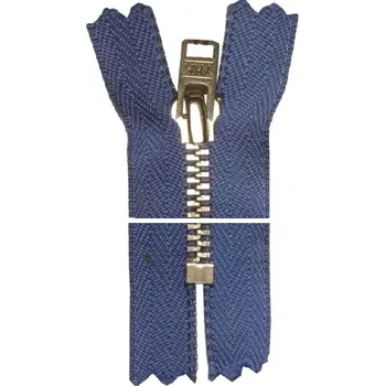 Zip Kovový zip, nedělitelný, slabý - 22cm - modrý - BALENÍ 10 ks