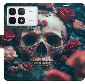 Pouzdro na mobilní telefon Flipové pouzdro iSaprio - Skull in Roses 02 - Poco F6 Pro