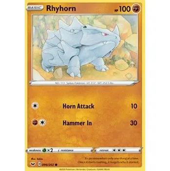 Sběratelská karetní hra Pokémon SSH 096/202 Rhyhorn - Sword & Shield Stav: Near Mint, Verze: NORMAL