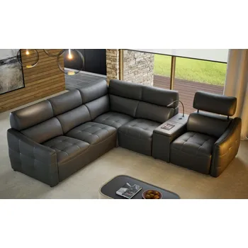 Sedací souprava Kožená rohová sedací souprava s elektrickou funkcí relax a rozkladem pro spaní SOVAL Levý roh