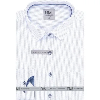 Pánská košile Pánská košile AMJ Comfort fit bílá modrý vzor VDBR1353 velikost: 45, délka rukávu: dlouhý rukáv