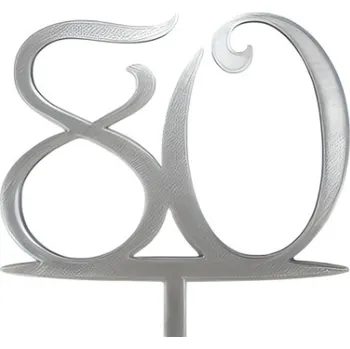 Jedlá dekorace na dort Zápich - číslo 80 stříbrný