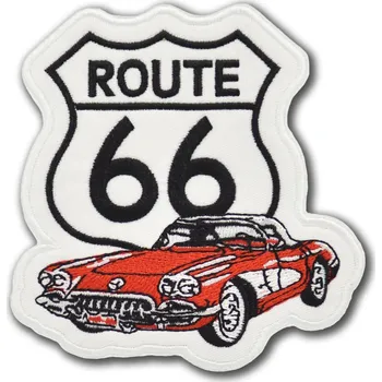 Nášivka Moto nášivka Route 66 Corvette 9 cm x 9 cm