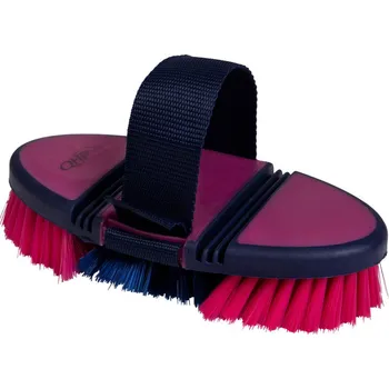 Čištění pro koně QHP Kartáč na tělo Flexible QHP, fuchsia/navy