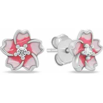 Módní doplněk Brilio Silver Stříbrné květinové náušnice se zirkony EA1117WP + 2 měsíce na vrácení zboží