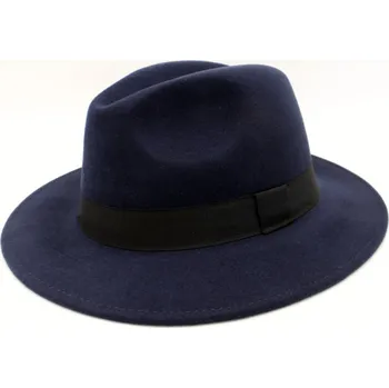 Klobouk Fiebig - Headwear since 1903 Modrý klobouk plstěný s kašmírem - klopená krempa Velikost: 58 cm