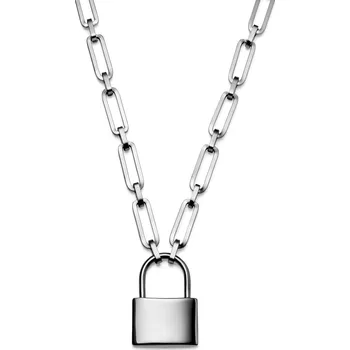 Náhrdelník Carter Amager náhrdelník s řetízkem a přívěskem se zámkem stříbrné barvy - Lucleon