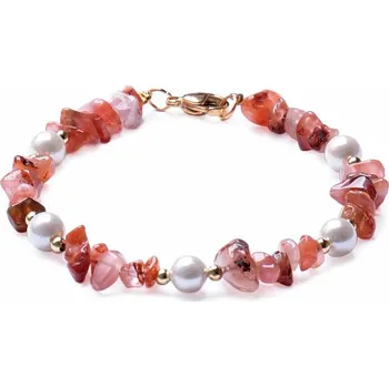 Náramek Karneol sekaný náramek s Mother of Pearl obvod cca 18 cm