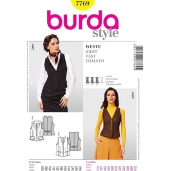 Střih Burda číslo 7769 Vesta pro ženy -