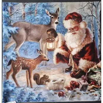 Povlak na dekorativní polštářek Povlak na polštářek vánoční Mikuláš a srnky