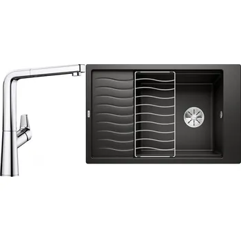 Granitový dřez Set RS Blanco Elon XL 6 S + Blanco Avona-S (černá + chrom)