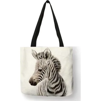Velká plátěná taška na rameno zvířecí miminka zebra