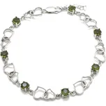 Stříbrný náramek se srdíčky, vltavín Loganne