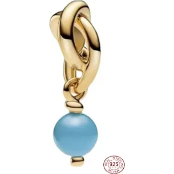 Přívěsek Charm Sterlingové stříbro 925 Propletený kruh věčnosti perla modrá, přívěsek na náramek symbol prosinec