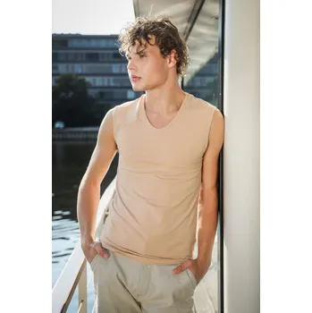 Pánské oblečení Pánské bavlněné tílko Barva: Tělová, Velikost: XXL, Střih: SLIM FIT