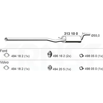 Tlumič výfuku Stredni tlumic vyfuku ERNST 313100