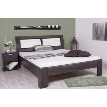Postel Buková manželská postel Valencia Rozměr: 160x200, Moření: Kaštan, Moření čela: Bílá krycí barva
