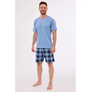 Pánské pyžamo Cornette pyžamo pánské 326/273 Aspen 3 max - modrá, 4XL (Pánské bavlněné pyžamo Cornette s krátkým rukávem)