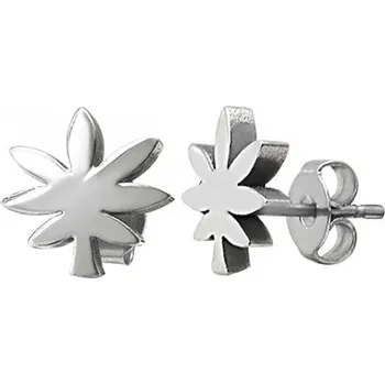 Náušnice Prosperk Náušnice pecky ocelové konopné lístky S2814