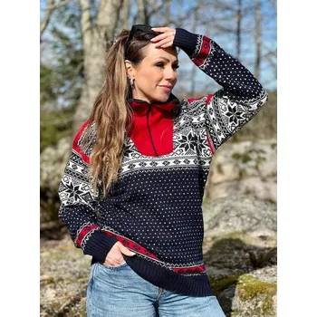 Dámský svetr Nordlys of Norway Norský svetr Mønstret červeno modrý XS