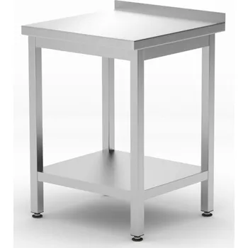 Dílenský stůl Nástěnný stůl s policí – přišroubovaný, hloubka 600 mm, HENDI, Kitchen Line, 600x600x(H)850mm