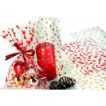 Sáček na potraviny Sáček celofan 18x50 cm transparent star