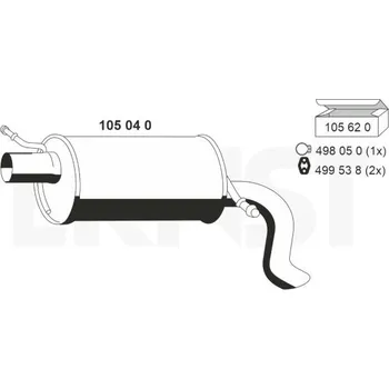 Tlumič výfuku Zadni tlumic vyfuku ERNST 105040