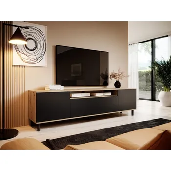 Televizní stolek TV stolek Logan 200 - dub Artisan/Černá - 12 cm nožky