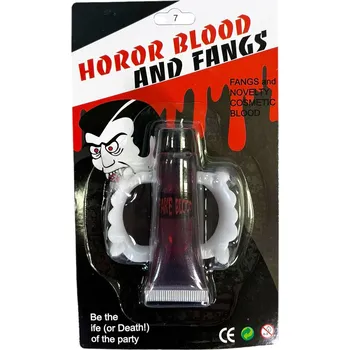 Karnevalový doplněk Halloween - upírské zuby a falešná krev