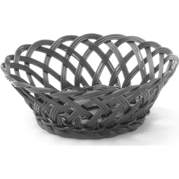 Krabice na pečivo Košík pletený, HENDI, kulatý, Černá, 200x200x(H)65mm