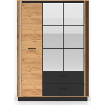 Šatní skříň Skříň šatní dub craft zlatý/černá URSO 02