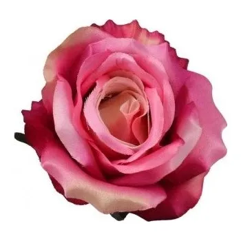umělá květina Růže květ (hlava) 10 cm, růžová