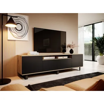 Televizní stolek TV stolek Logan 200 - dub Artisan/Černá - 14 cm nožky