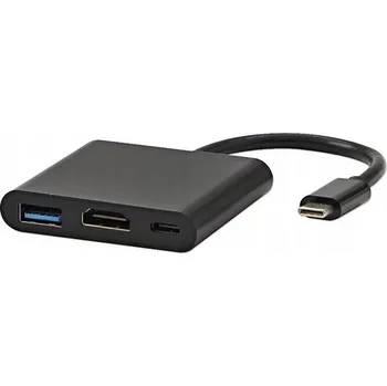 USB hub USB/video adaptér + HUB, alternativní režim DP, USB C (M) - HDMI F + USB CF (PD) +