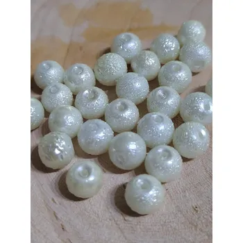 Korálek Skleněné voskové perly vroubkované Ø8 mm barva bílá