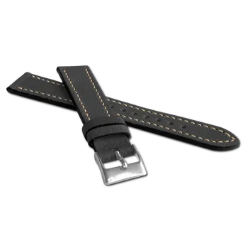 Řemínek na hodinky LAVVU Černý řemínek RETRO z luxusní kuže Top Grain - 20 LSWUB20