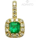 Zlatý briliantový přívěsek se smaragdem