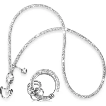 B-TOP Dlouhý síťovaný přívěsek na klíče, kabelku plněný krystaly Druh barvy: Stříbrná