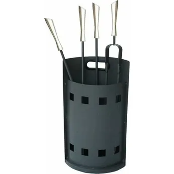 Kuchyňský gril Krbové nářadí se stojanem DKD Home Decor Nerezová ocel Ocel Černá (25 x 62 x 16 cm)