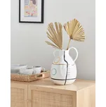 Váza na květiny bílá kamenina abstraktní vzor dekorace interiér vodotěsná moderní design Beliani