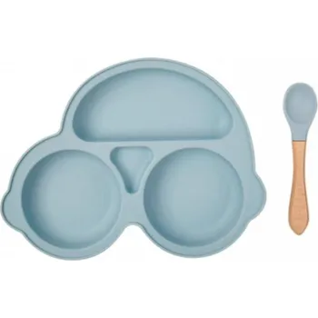 dětská jídelní sada Pupyhou Dětský silikonový talíř Car Barva: Modrá